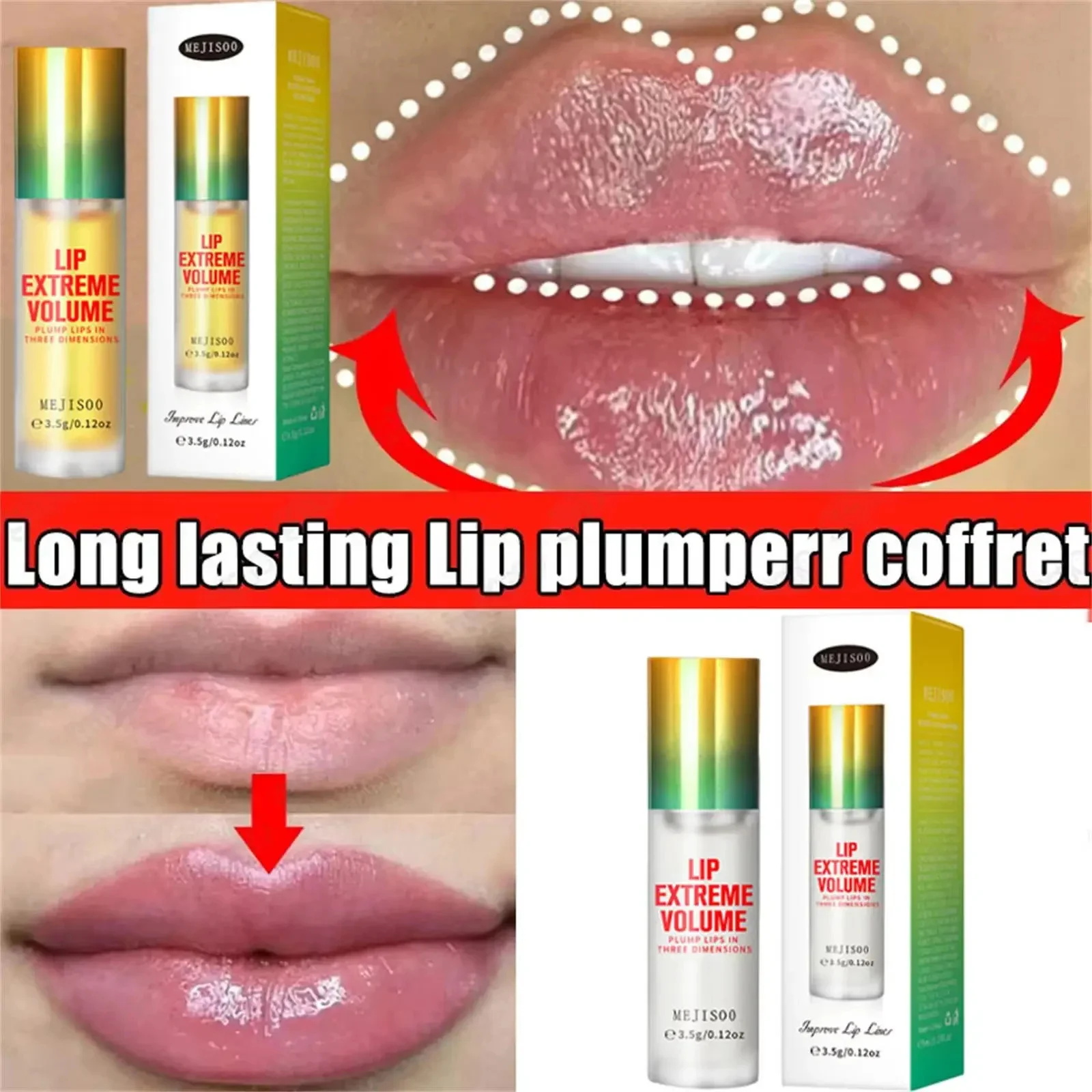 Lip Gloss Plumping - Minyak Pembesar Bibir Instan, Pengencang Bibir,