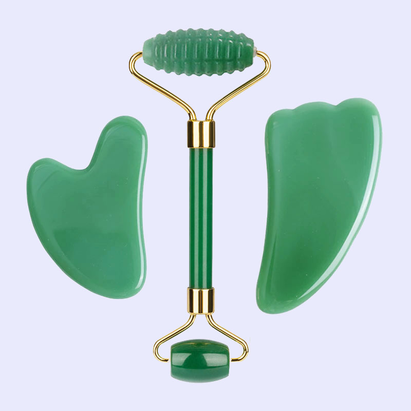 Jade Roller Gua Sha - Roller Pijat Wajah Batu Giok Aventurine,