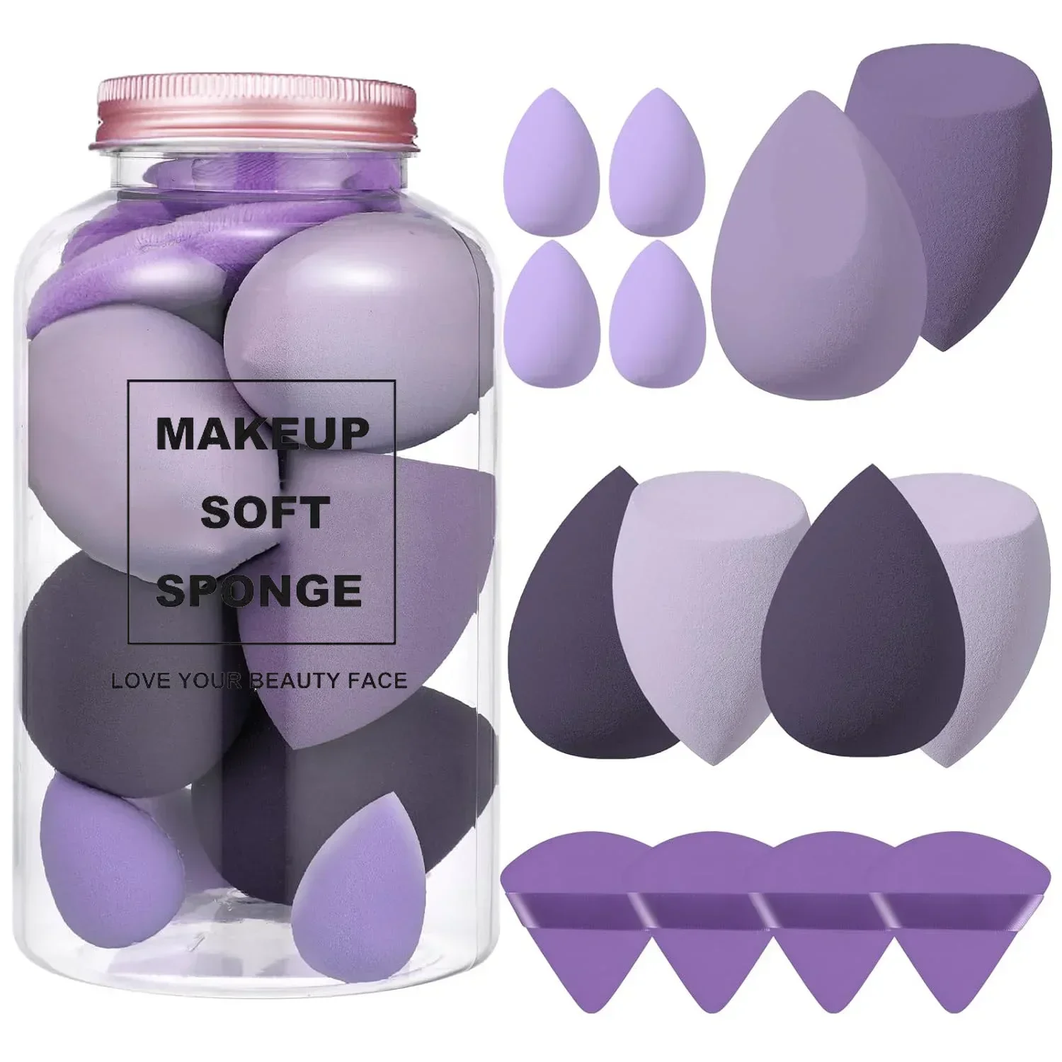 Beauty Makeup Egg - Spons rias wajah, 12/14 buah spons