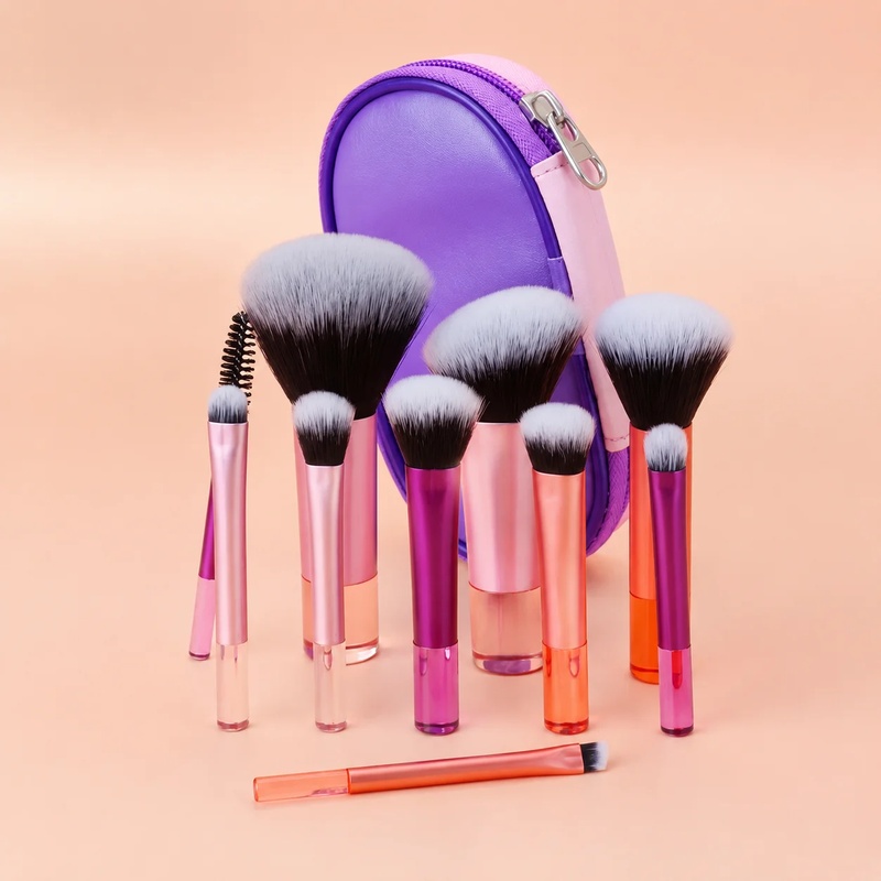 Huda Beauty Makeup Brush Set - 10Pcs Set Kuas Makeup Portabel dengan