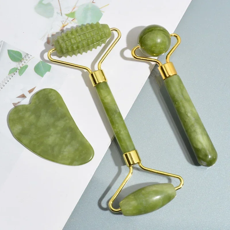 Jade Roller Gua Sha - Roller Jade Alami Gua Sha Batu