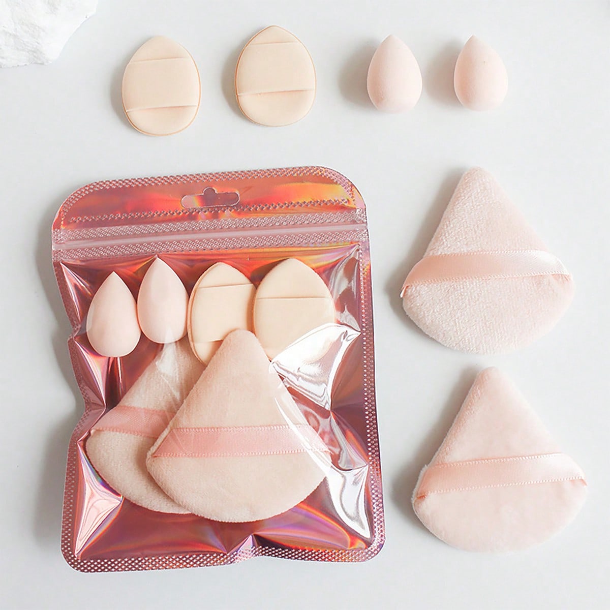 6Pcs Puff Bedak Segitiga Laser - Beauty Makeup Egg ulasan dan harga