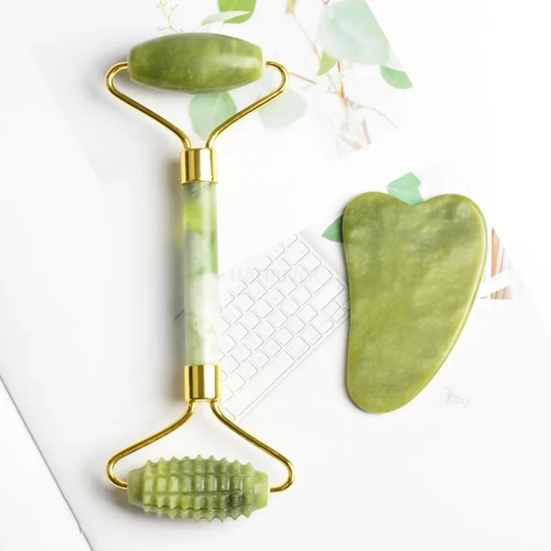 Set Roller Pijat Wajah Batu Gi - Jade Roller Gua Sha ulasan dan harga