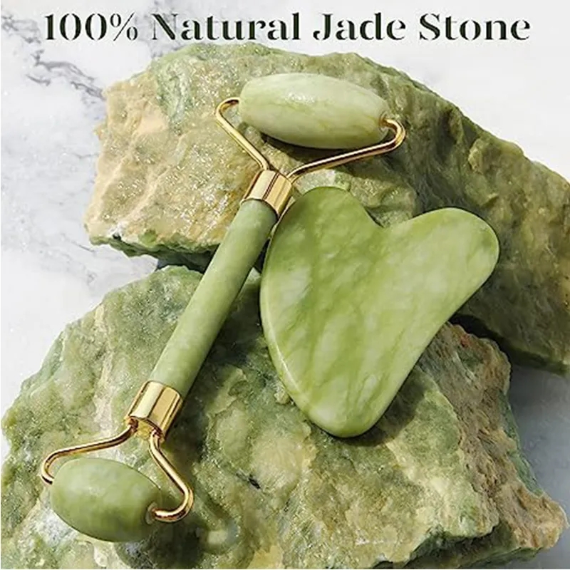 Set pijat Guasha rol giok alam - Jade Roller Gua Sha ulasan dan harga