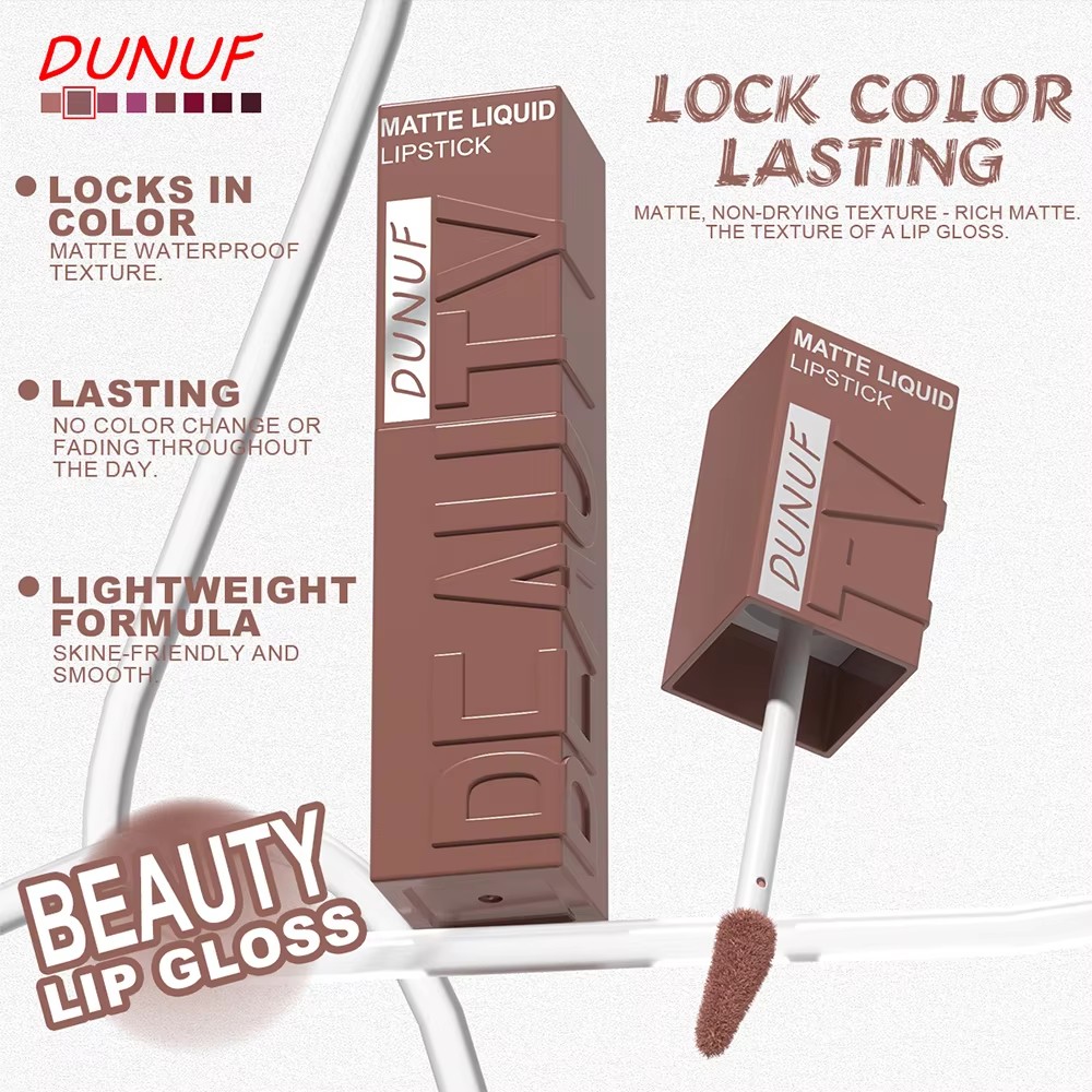 DUNUF Lipstik Matte 8 Warna, T - Lip Gloss Plumping ulasan dan harga