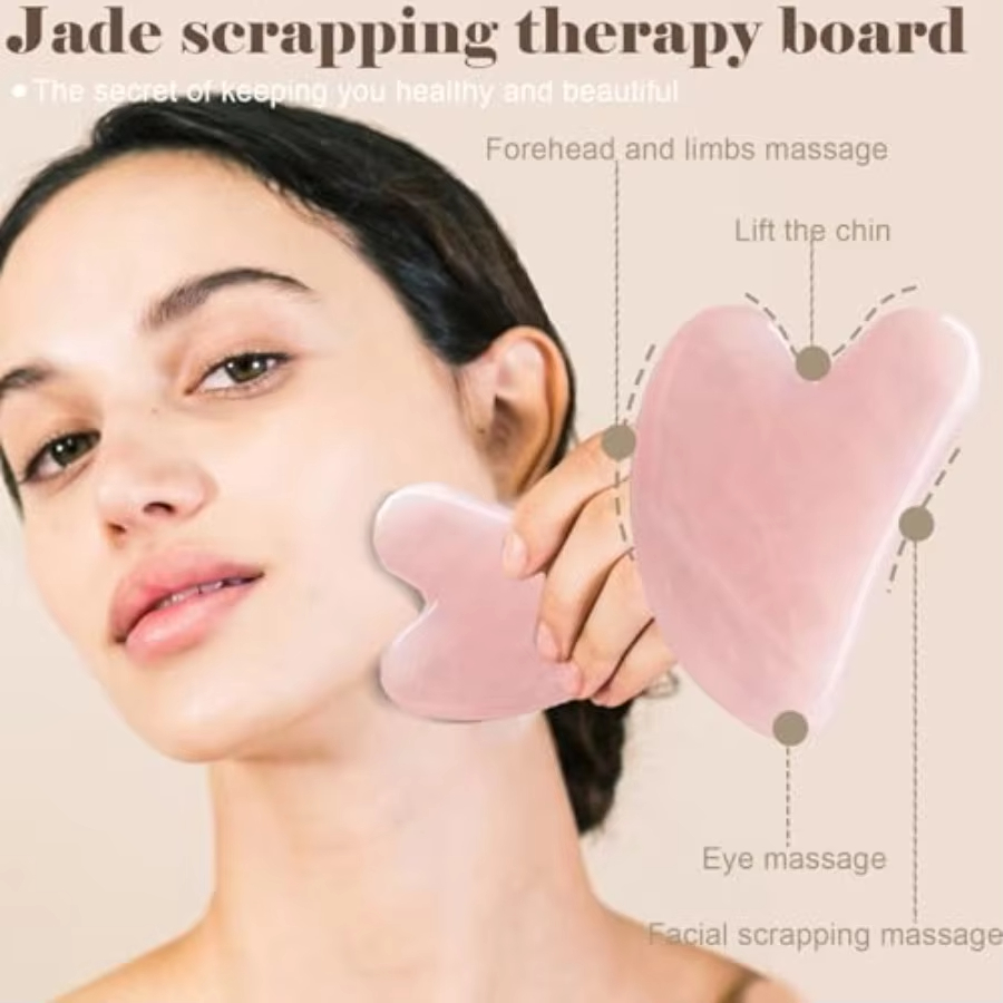 Set Rol Wajah 2 Bagian, Dapat  - Jade Roller Gua Sha ulasan dan harga